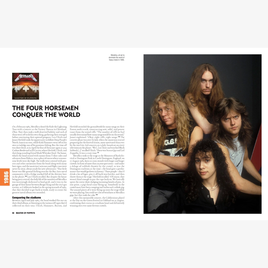 Inside spread featuring a photograph of the band